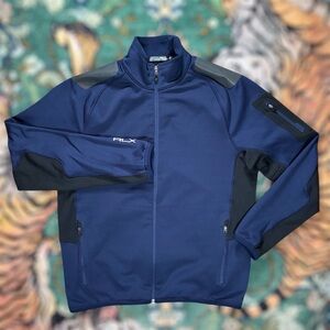 RLX Ralph Lauren Performance Jersey Jacket Full Zip Golf 4 Way Stretch Blue L